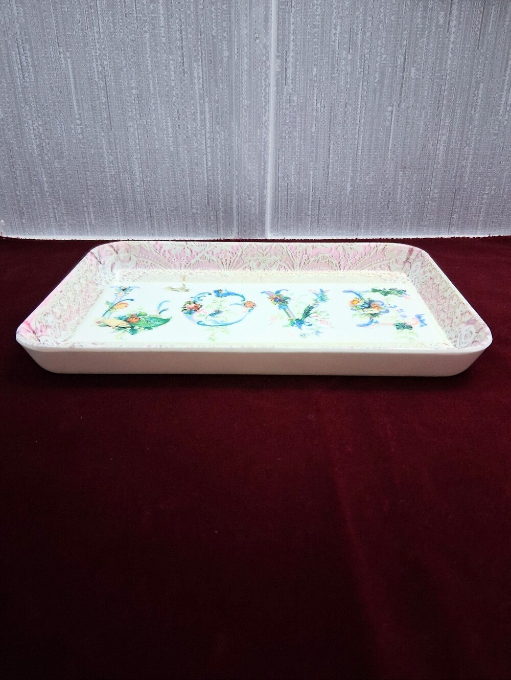 Vintage Style Victorian / Edwardian LOVE Trinket Dish Jewelry Tray - Picture 9 of 14